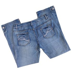 ONTREND bootcut jeans slouchy womens 16 high-waisted faded look like new button